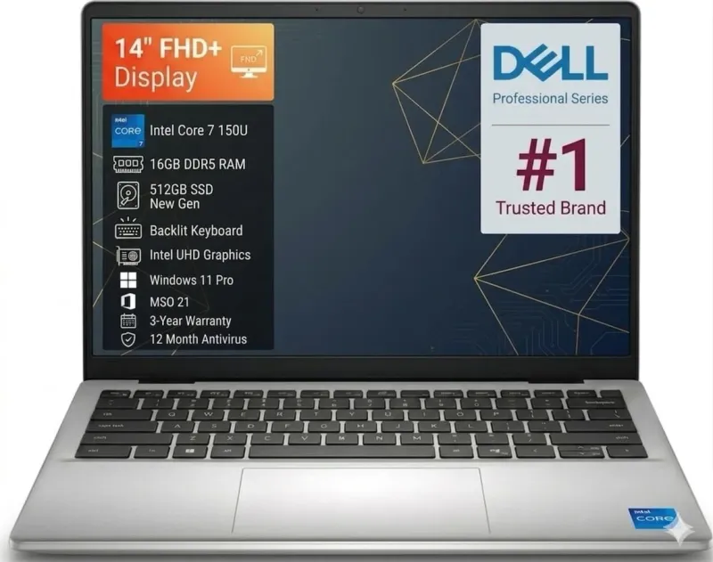 Dell Pro 14 PC14250 Laptop (Intel Core 7 150U/ 16GB/ 512GB SSD/Win11 Pro)