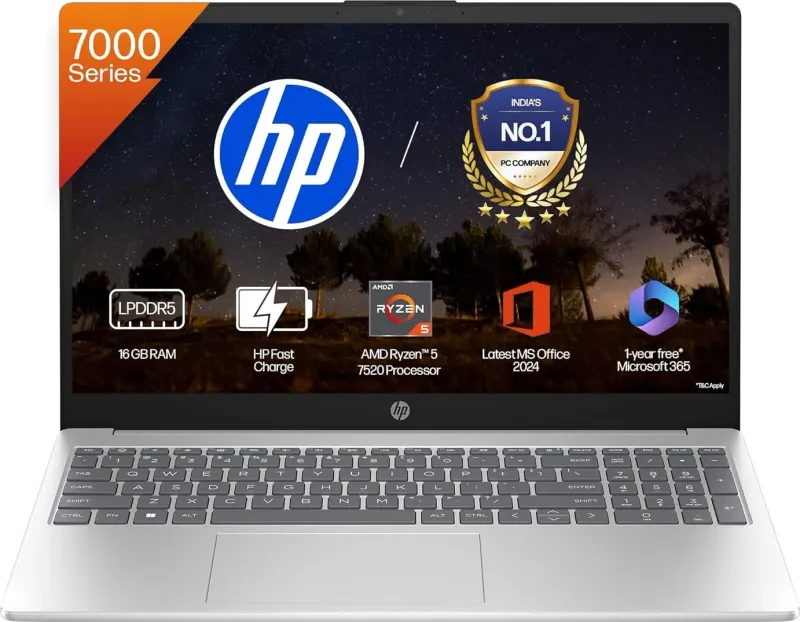 HP 15-fc0690au Laptop (AMD Ryzen 5 7520U/ 16GB/ 512GB SSD/ Win11 Home)
