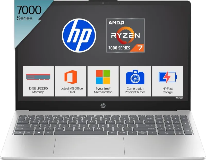 HP 15-fc1038AU Laptop (AMD Ryzen 7 7735HS/ 16GB/ 512GB SSD/ Win11 Home)