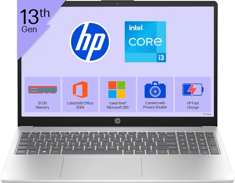 HP 15-fd0573TU Laptop (13th Gen Core i3/ 12GB/ 512GB SSD/ Win11 Home)