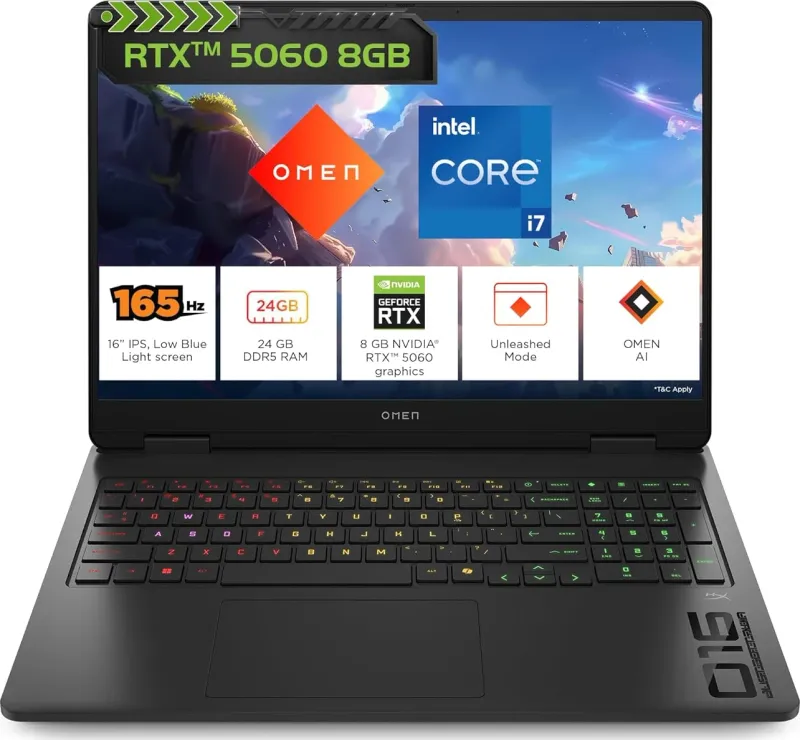 HP Omen 16-am0239TX Gaming Laptop (14th Gen Core i7/ 24GB/ 1TB SSD/ Win11/ 8GB RTX 5060 Graph)