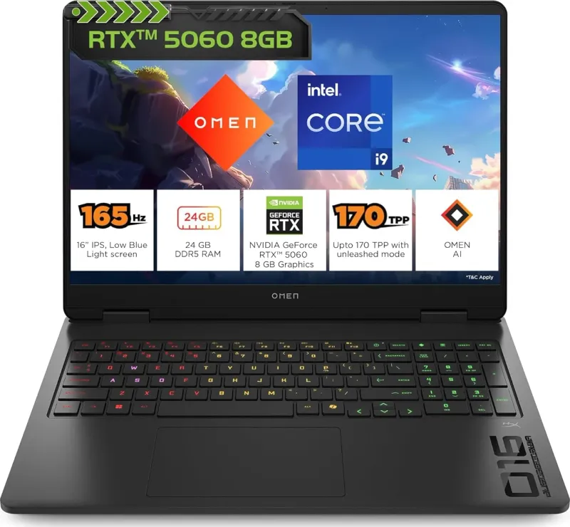 HP Omen 16-am0279TX Gaming Laptop (14th Gen Core i9/ 24GB/ 1TB SSD/ Win11/ 8GB RTX 5060 Graph)