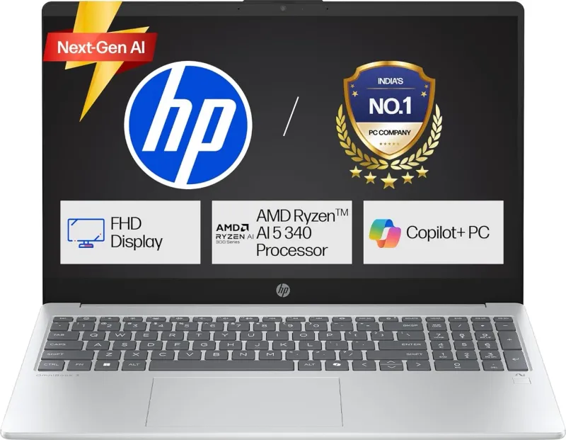 HP OmniBook 3 15-fn0007AU AI Laptop (AMD Ryzen AI 5 340/ 16GB/ 512GB SSD/ Win11 Home)