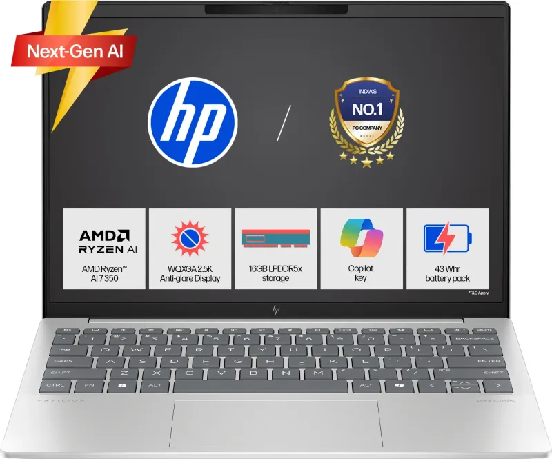 HP OmniBook 7 Aero 13-bg1456AU Next Gen AI Laptop (AMD Ryzen AI 7 350/ 16GB/ 512GB SSD/ Win11)