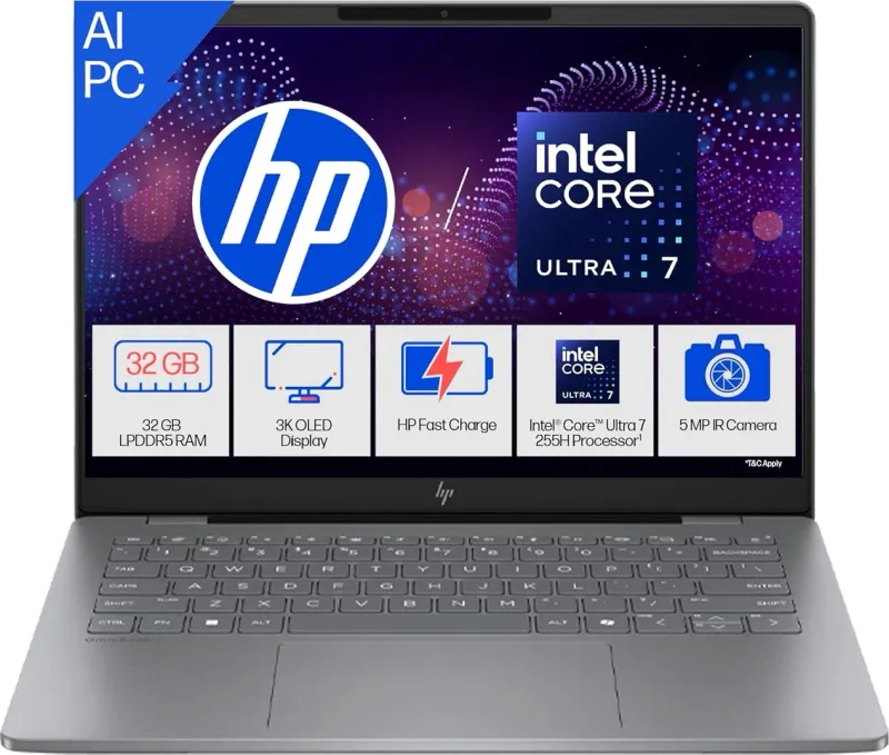 HP OmniBook 7 AI 14-fr0116TU Laptop (Intel Core Ultra 7 255H/ 32GB/ 1TB SSD/ Win11)