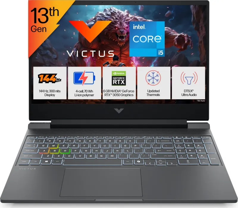 HP Victus 15-fa2196TX Gaming Laptop (13th Gen Core i5/ 16GB/ 512GB SSD/ Win11 Home/ 6GB RTX 3050)