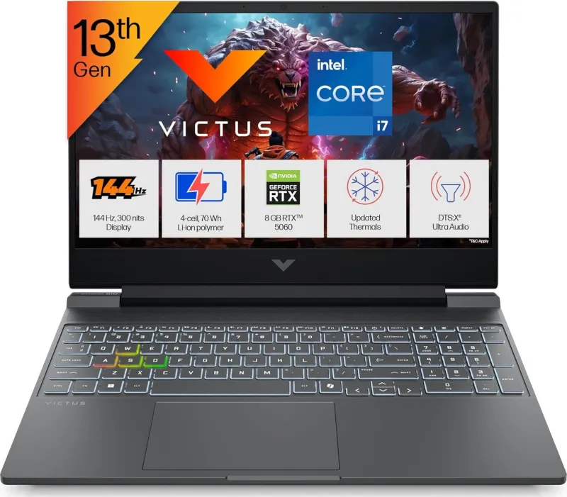 HP Victus 15-fa2308TX Gaming Laptop (13th Gen Core i7/ 24GB/ 1TB SSD/ Win 11/ 8GB RTX 5060 Graphics)
