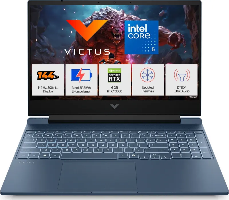 HP Victus 15-fa2556TX Gaming Laptop (Intel Core 5 210H/ 24GB/ 512GB SSD/ Win11/ 6GB RTX3050)