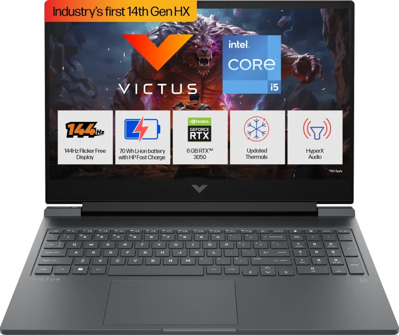 HP Victus 16-r1705TX Gaming Laptop (14th Gen Core i5/ 16GB/ 512GB SSD/ Win11 Home/ 6GB RTX3050 Graph)