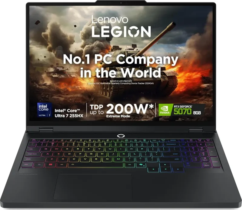 Lenovo Legion Pro 5 2025 83F3009BIN AI Gaming Laptop (Intel Core Ultra 7 255HX/ 32GB/ 1TB SSD/ Win11/ RTX 5070 8GB Graph)