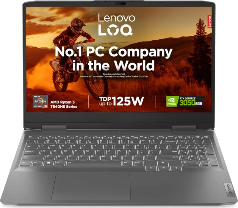 Lenovo LOQ 15APH8 82XT00EEIN Gaming Laptop (AMD Ryzen 5 7640HS/ 16GB/ 512GB SSD/ Win11/ 6GB RTX 3050 Graph)
