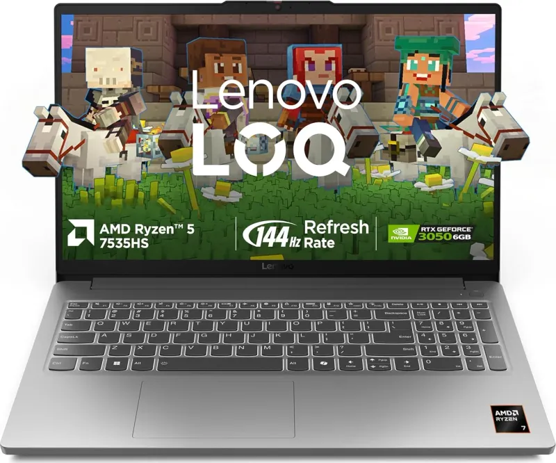 Lenovo LOQ Essential 83S000G8IN Gaming Laptop (AMD Ryzen 5 7535HS/ 16GB/ 512GB SSD/ Win11/ 6GB RTX 3050 Graph)